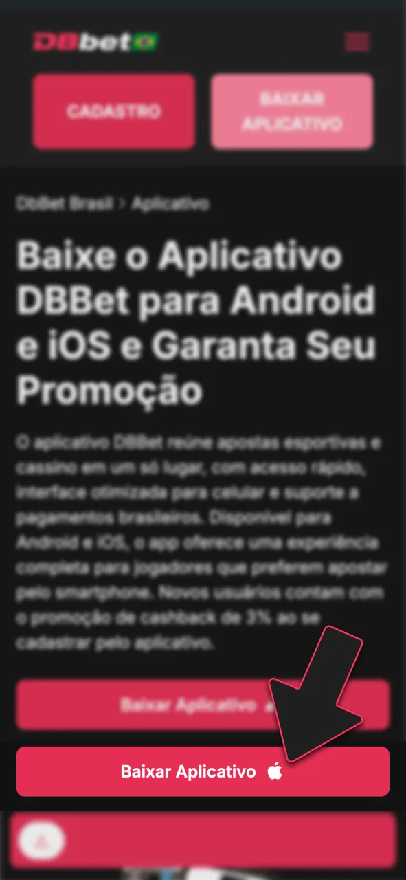 Clique para baixar o app DBBet no seu iOS.