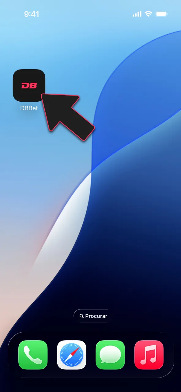 Acesse o app DBBet pelo ícone do seu iPhone.