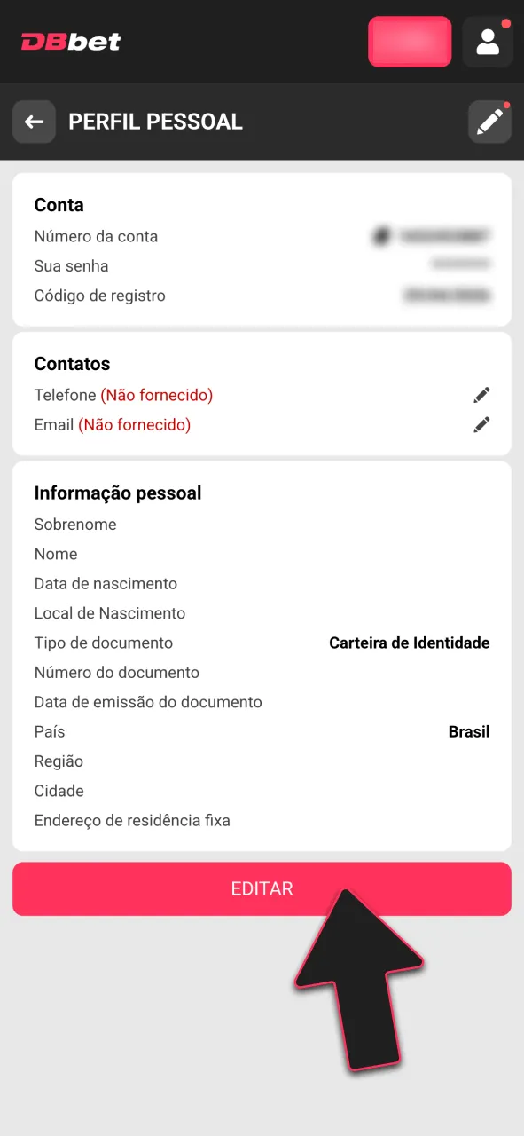 Confirme sua identidade para liberar recursos na DBBet.