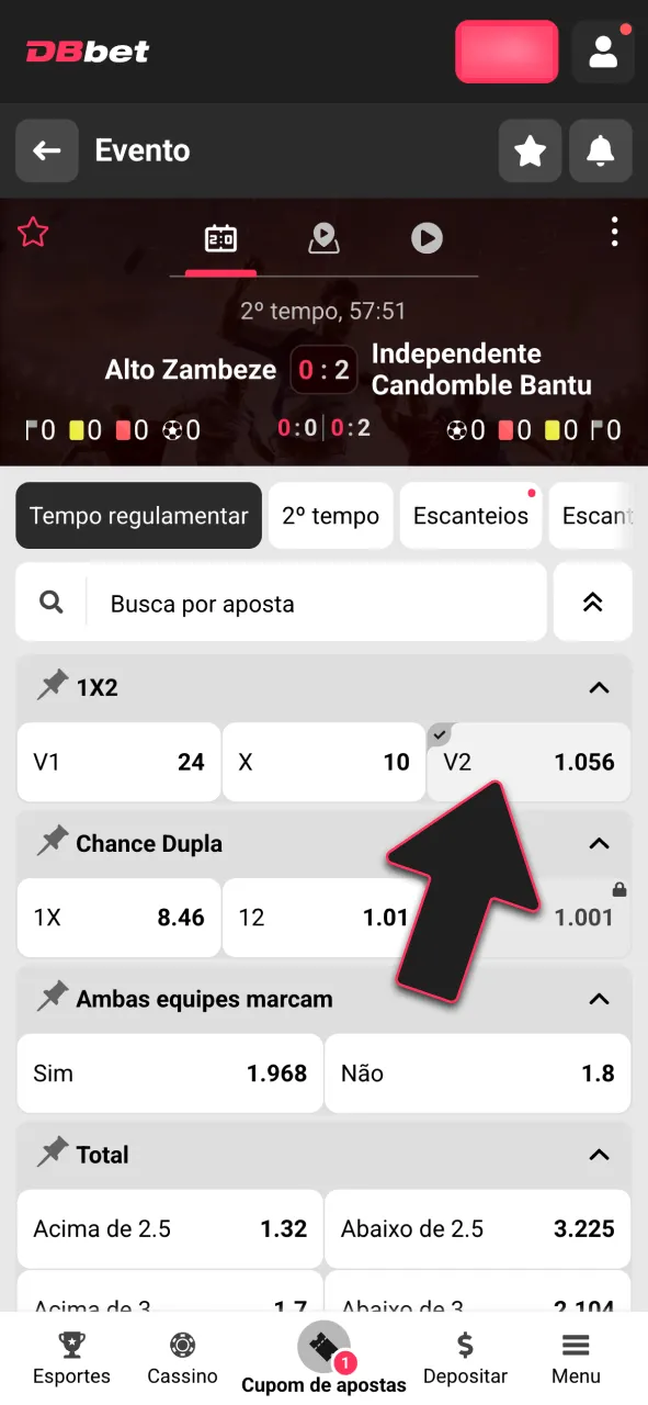 Clique na odd e monte seu cupom na DBBet.