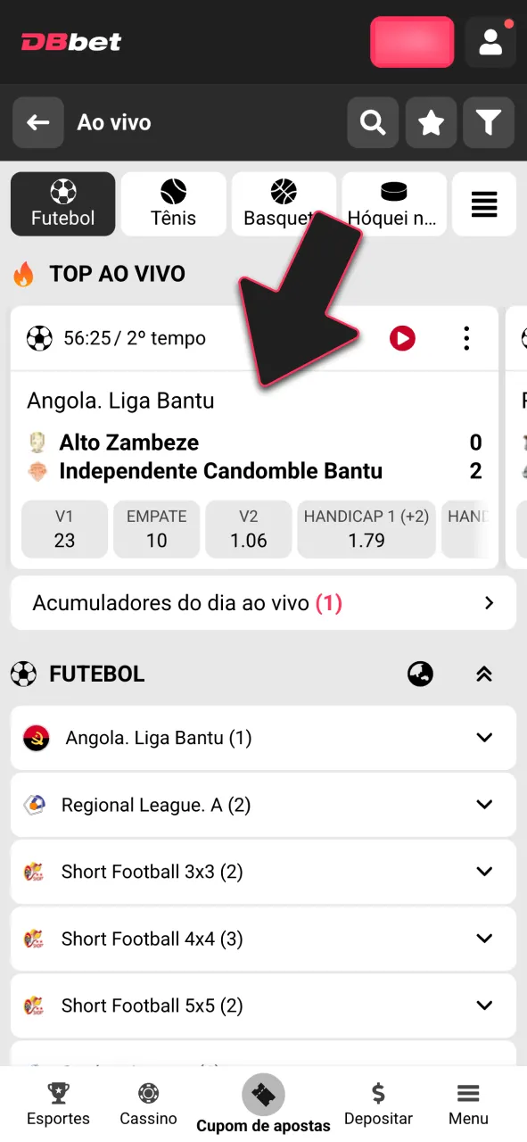 Selecione seu esporte favorito na DBBet.