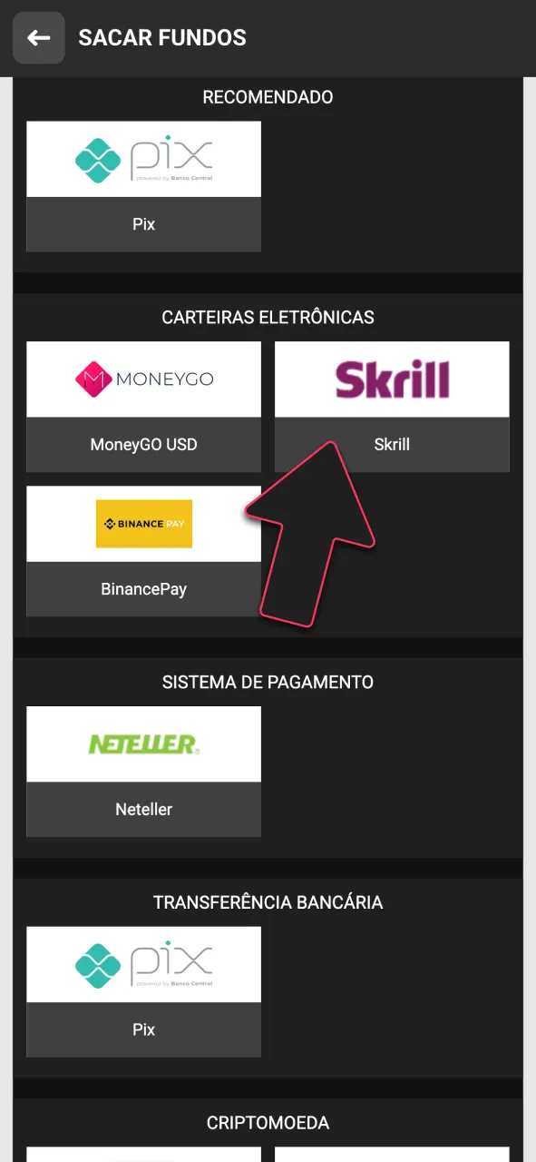 Defina sua forma de recebimento favorita no site DBBet.
